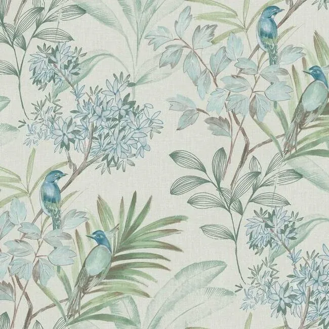 York Wallcoverings Handpainted Songbird Turquiose Wallpaper - SKU TL1926