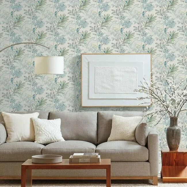 York Wallcoverings Handpainted Songbird Turquiose Wallpaper - SKU TL1926