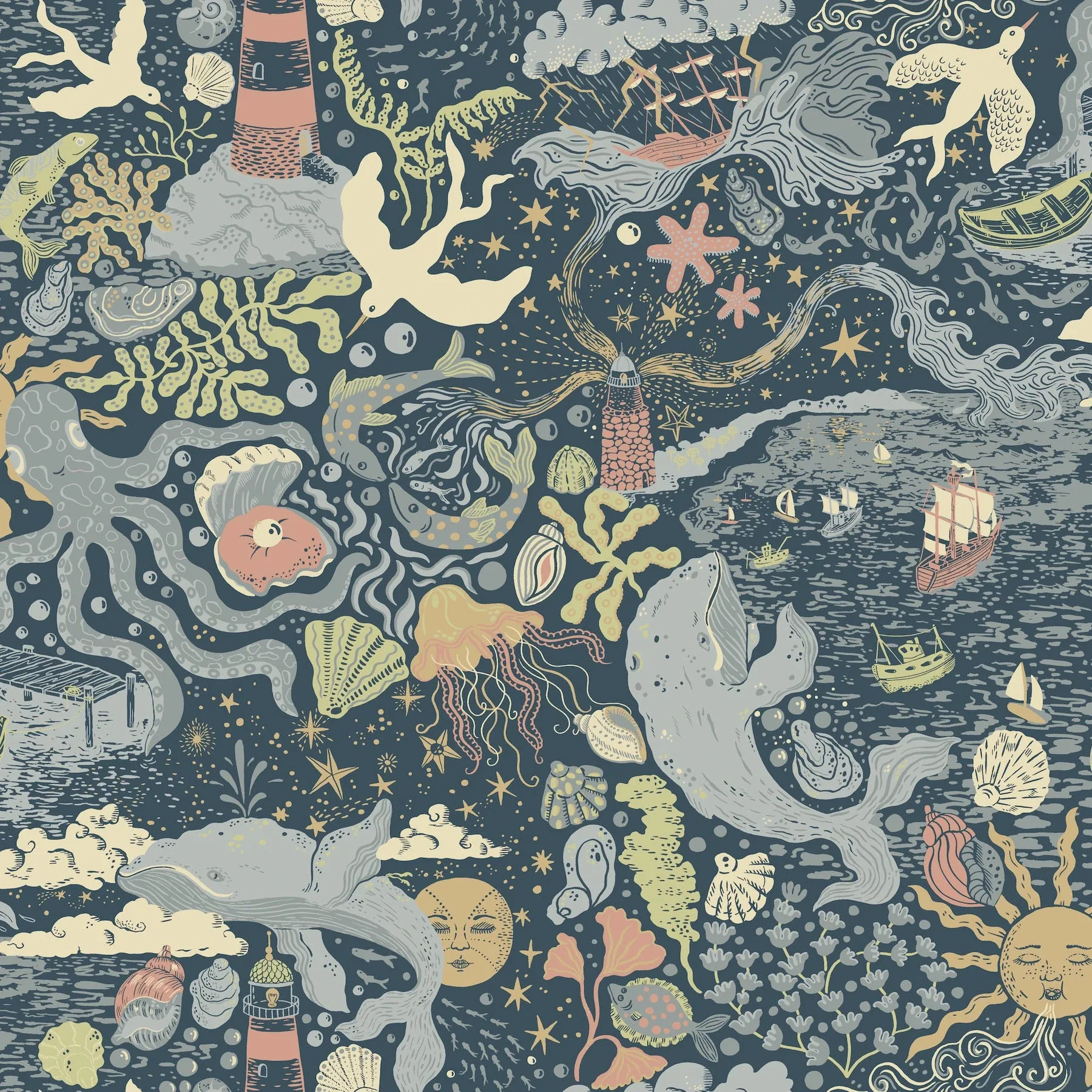 MB29018 | Havet Dark Blue Wallpaper