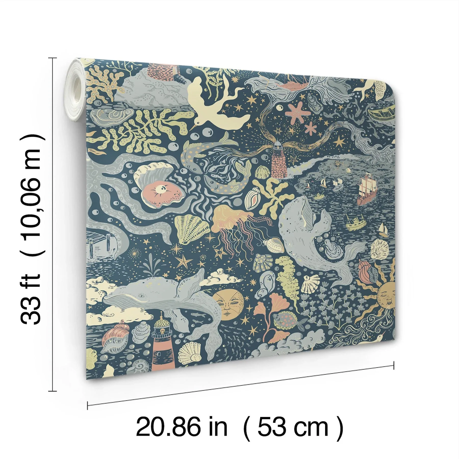 York Wallcoverings Havet Dark Blue Wallpaper - SKU MB29018