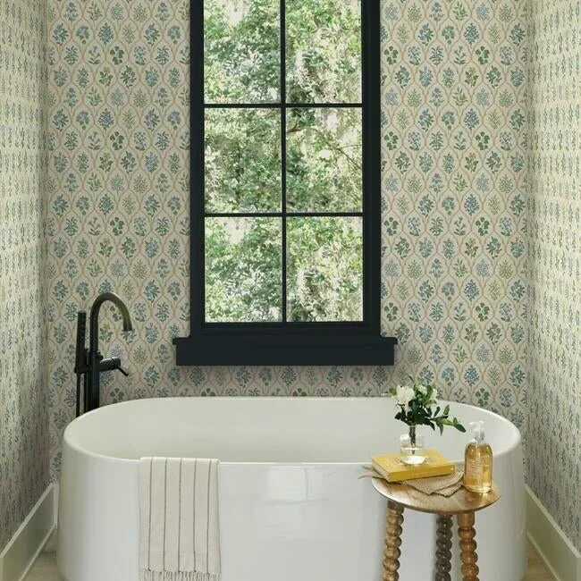 York Wallcoverings Hawthorne Blue & Green Wallpaper - SKU RI5132