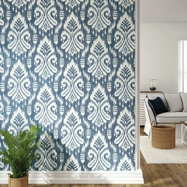 York Wallcoverings Hawthorne Ikat Blue Peel & Stick Wallpaper - SKU PSW1143RL