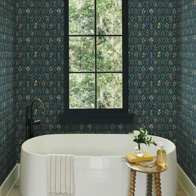 York Wallcoverings Hawthorne Navy Wallpaper - SKU RI5129
