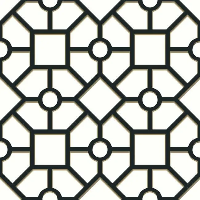 PSW1028RL | Hedgerow Trellis Black & Gold Peel & Stick Wallpaper