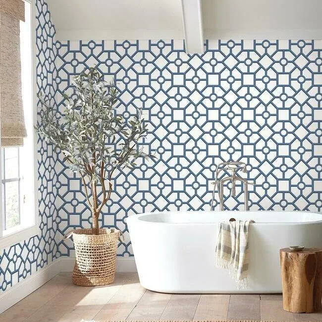 York Wallcoverings Hedgerow Trellis Navy Peel & Stick Wallpaper - SKU PSW1027RL