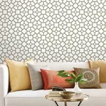 York Wallcoverings Hedgerow Trellis Taupe & Gold Peel & Stick Wallpaper - SKU PSW1026RL