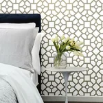 York Wallcoverings Hedgerow Trellis Taupe & Gold Peel & Stick Wallpaper - SKU PSW1026RL