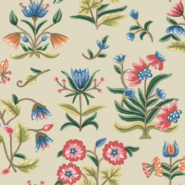 York Wallcoverings Heirloom Floral Taupe & Multi Peel & Stick Wallpaper - SKU PSW1447RL