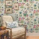 York Wallcoverings Heirloom Floral Taupe & Multi Peel & Stick Wallpaper - SKU PSW1447RL