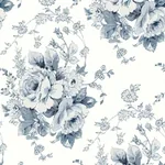 York Wallcoverings Heritage Rose Navy & White Wallpaper - SKU FH4087