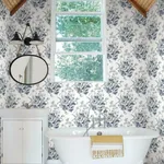 York Wallcoverings Heritage Rose Navy & White Wallpaper - SKU FH4087