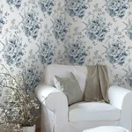 York Wallcoverings Heritage Rose Navy & White Wallpaper - SKU FH4087