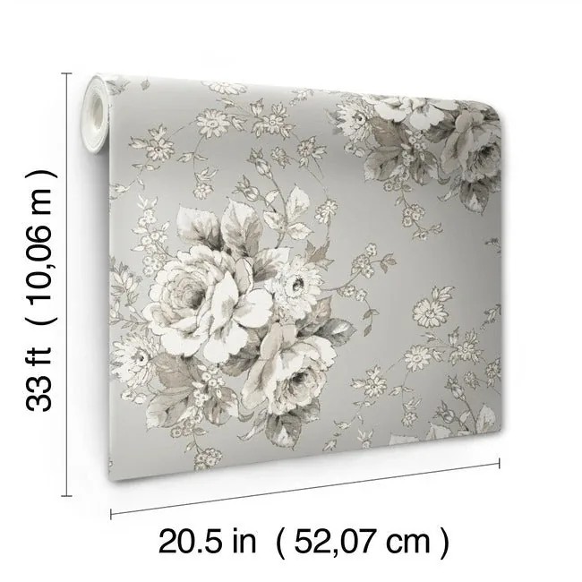 York Wallcoverings Heritage Rose Taupe Wallpaper - SKU FH4089