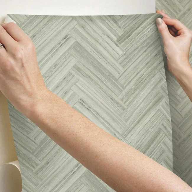 York Wallcoverings Hermosa Herringbone Brown Peel & Stick Wallpaper - SKU PSW1286RL