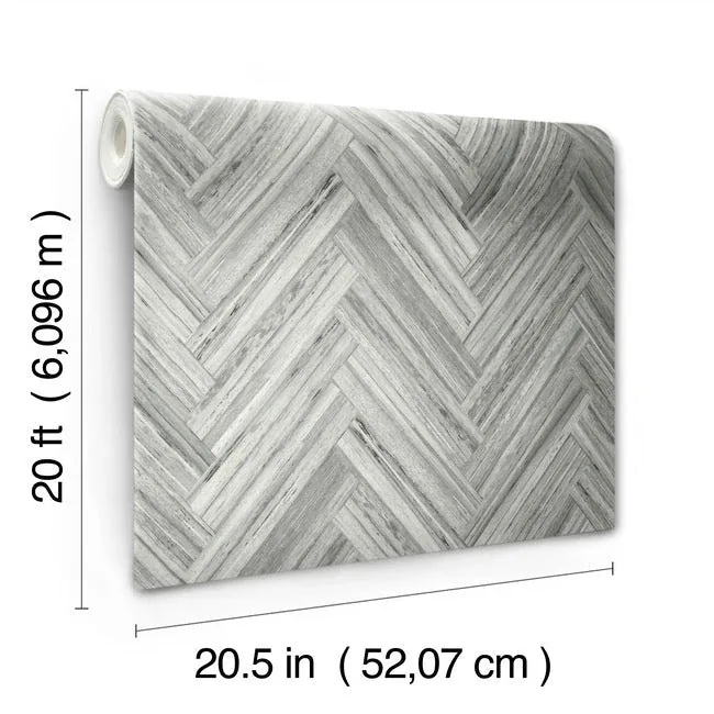 York Wallcoverings Hermosa Herringbone Grey Peel & Stick Wallpaper - SKU PSW1288RL