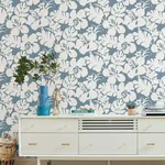 York Wallcoverings Hibiscus Arboretum Blue Wallpaper - SKU CV4440