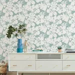 York Wallcoverings Hibiscus Arboretum Light Grey Wallpaper - SKU CV4439