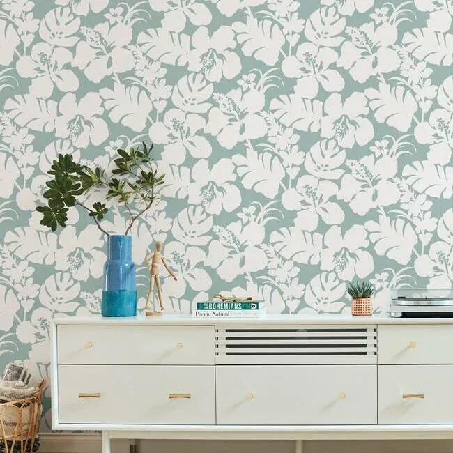 York Wallcoverings Hibiscus Arboretum Light Grey Wallpaper - SKU CV4439