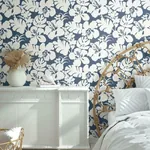 York Wallcoverings Hibiscus Arboretum Navy Wallpaper - SKU CV4441