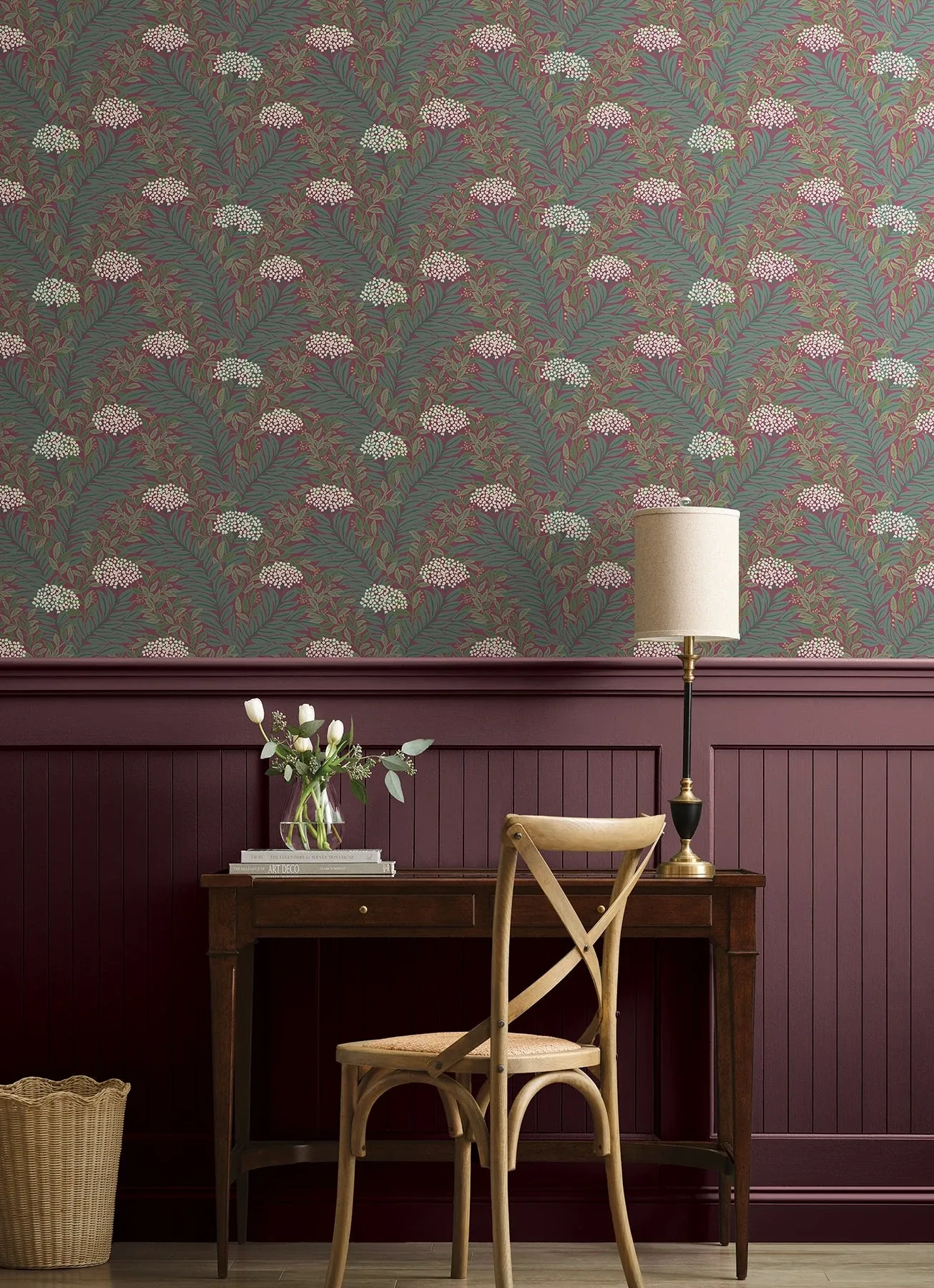 York Wallcoverings Highgrove Burgundy Wallpaper - SKU RF7506
