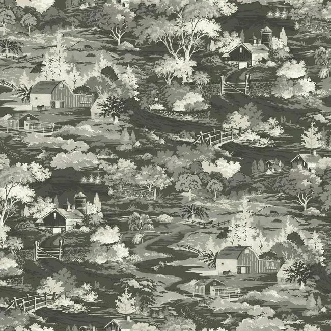 York Wallcoverings Homestead Black & Grey Wallpaper - SKU MH1500