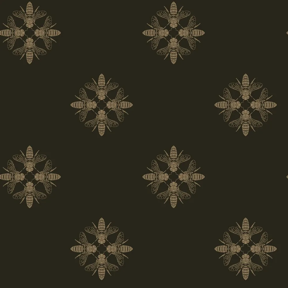 ON1642 | Honey Bee Gold & Black Wallpaper