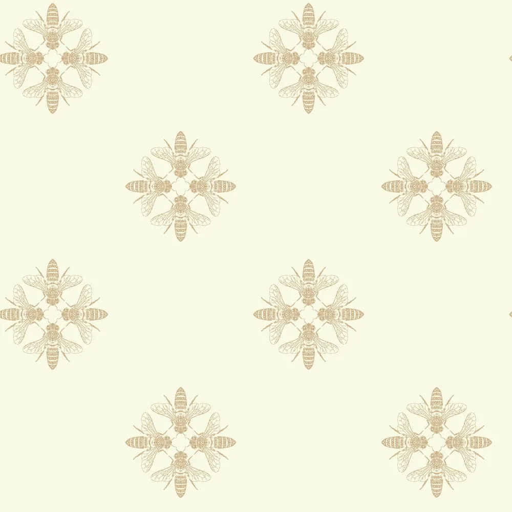 York Wallcoverings Honey Bee Gold & Cream Wallpaper - SKU ON1641