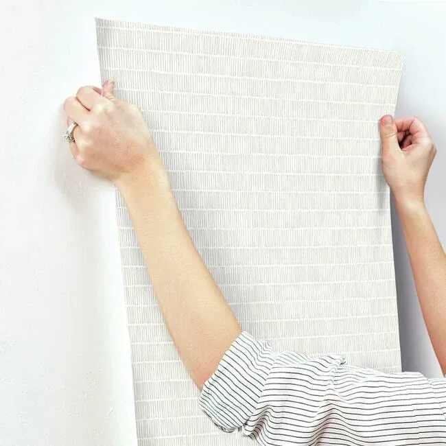 York Wallcoverings Horizontal Hash Marks White & Cream Wallpaper - SKU BW3812