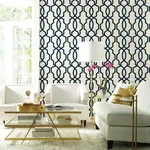 York Wallcoverings Hourglass Trellis Navy Wallpaper - SKU GM7521