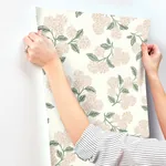 York Wallcoverings Hydrangea Beige & Pink Wallpaper - SKU RP7393