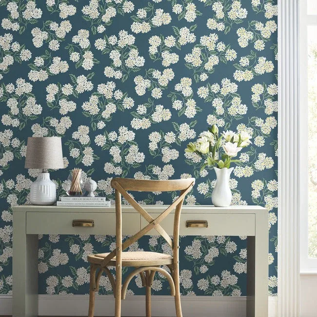 York Wallcoverings Hydrangea Blue Wallpaper - SKU RP7395