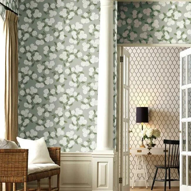 York Wallcoverings Hydrangea Grey Wallpaper - SKU RI5144