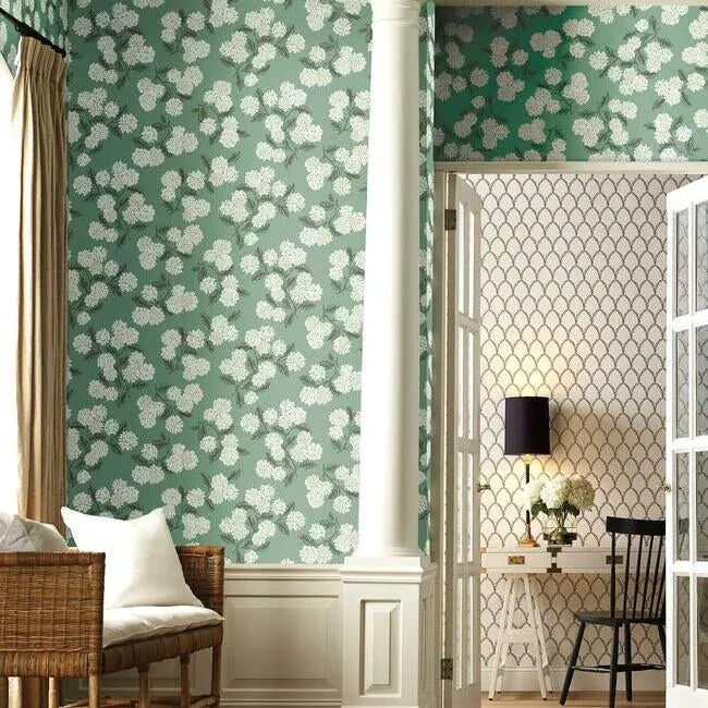 York Wallcoverings Hydrangea Jade Wallpaper - SKU RI5145