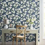 York Wallcoverings Hydrangea Navy & White Peel & Stick Wallpaper - SKU PSW1619RL