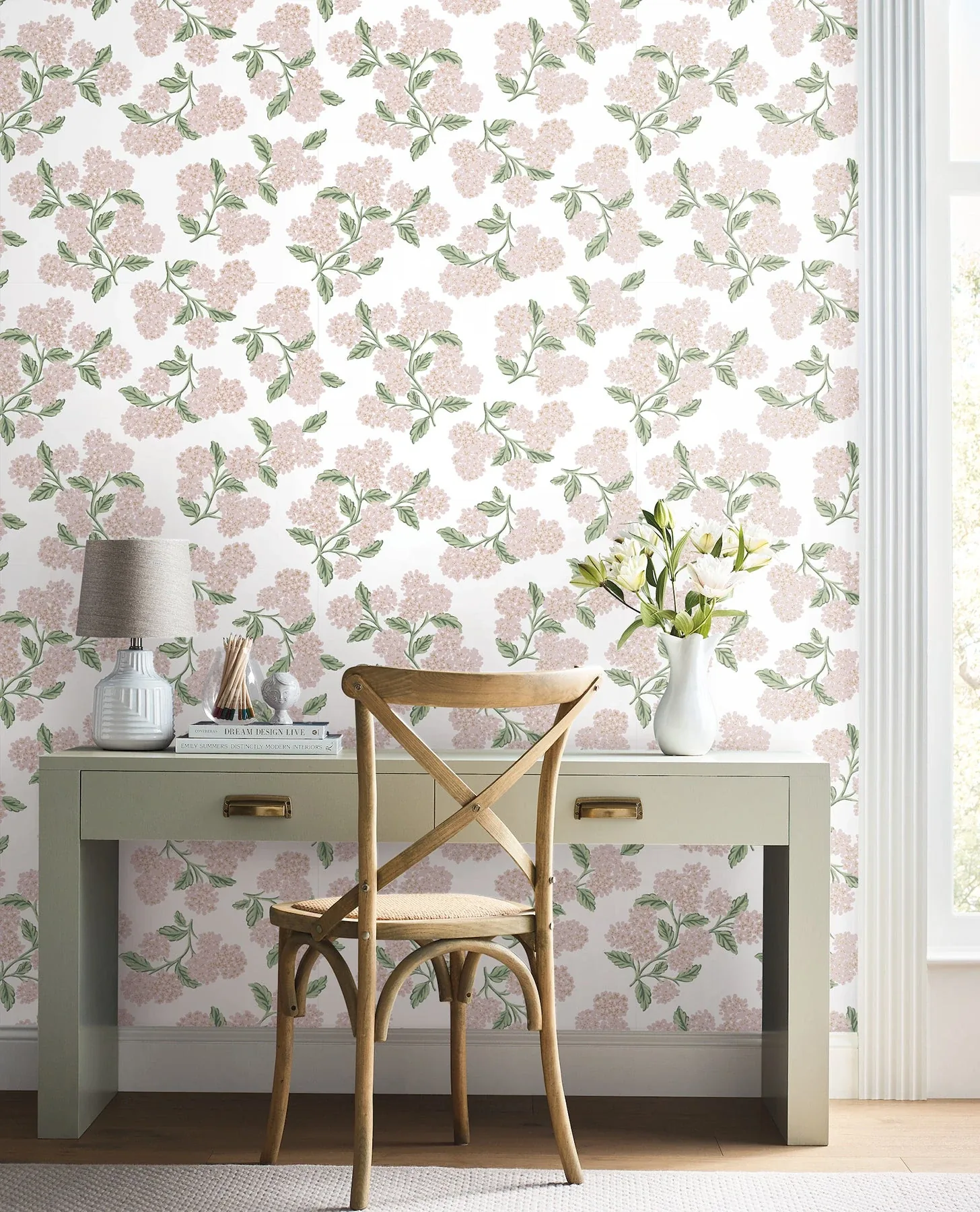 York Wallcoverings Hydrangea Pink & White Peel & Stick Wallpaper - SKU PSW1620RL