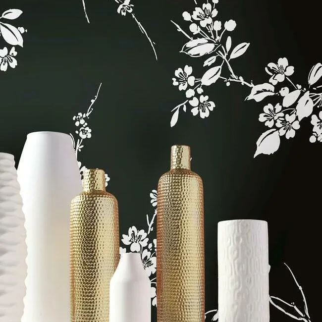 York Wallcoverings Imperial Blossoms Branch Black & White Wallpaper - SKU SS2589