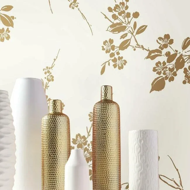 York Wallcoverings Imperial Blossoms Branch Gold Metallic Wallpaper - SKU SS2590