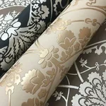 York Wallcoverings Imperial Damask Beige & Silver Wallpaper - SKU DM4902