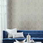 York Wallcoverings Imperial Damask Grey & Silver Wallpaper - SKU DM4904