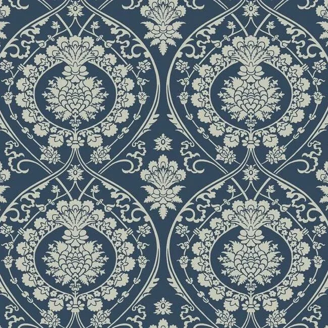 DM4901 | Imperial Damask Navy & Silver Wallpaper