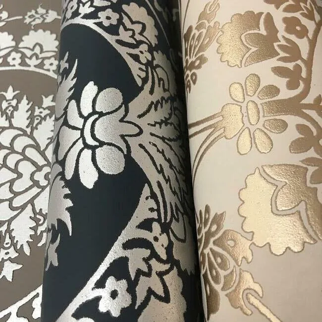 York Wallcoverings Imperial Damask Navy & Silver Wallpaper - SKU DM4901