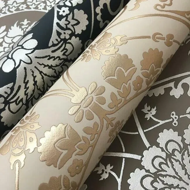 York Wallcoverings Imperial Damask Navy & Silver Wallpaper - SKU DM4901