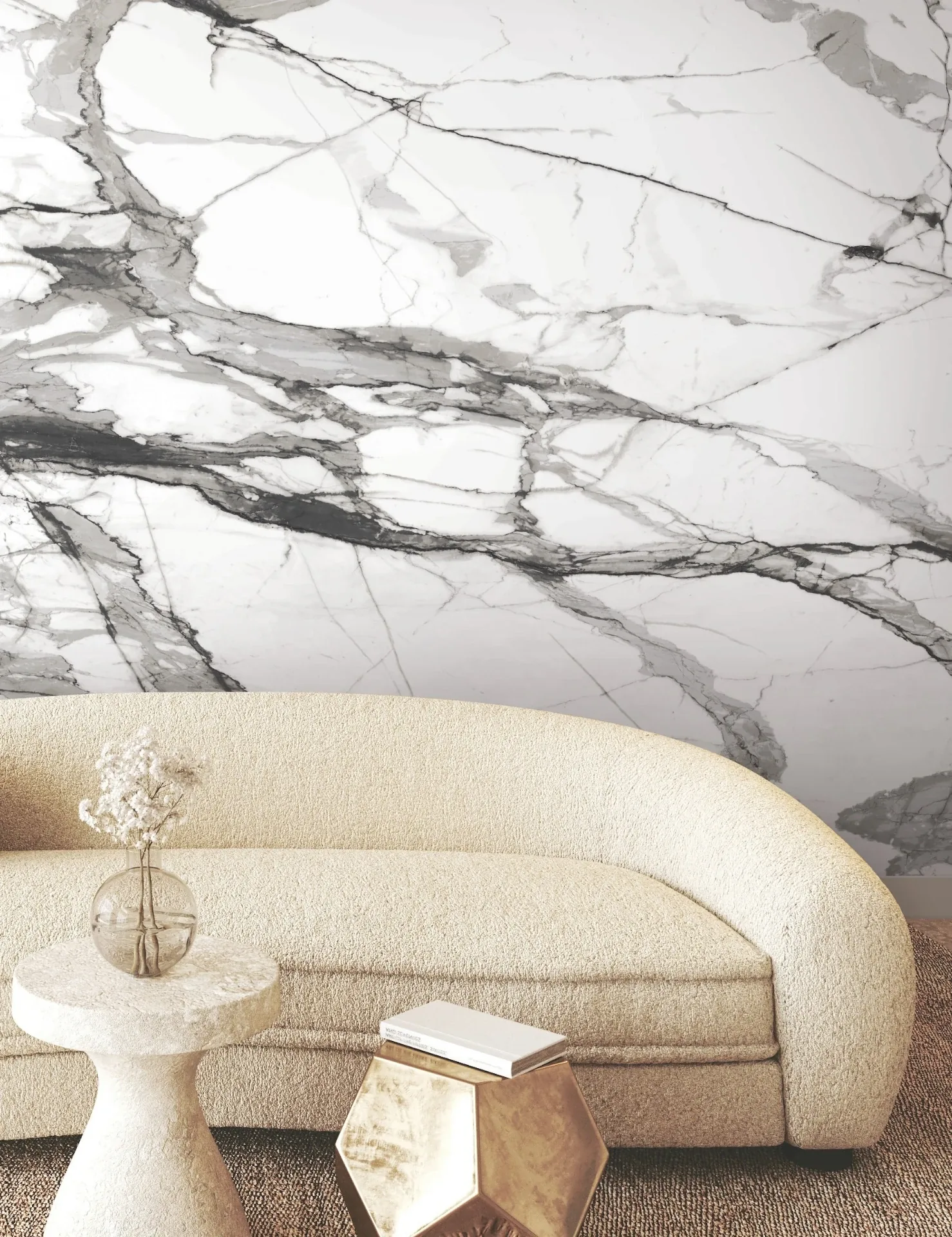 York Wallcoverings Imperial Marble Black & White Wall Mural - SKU FM1109M
