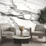 York Wallcoverings Imperial Marble Black & White Wall Mural - SKU FM1109M