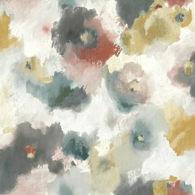 York Wallcoverings Impressionist Floral Copper & Blue Wallpaper - SKU UC3822