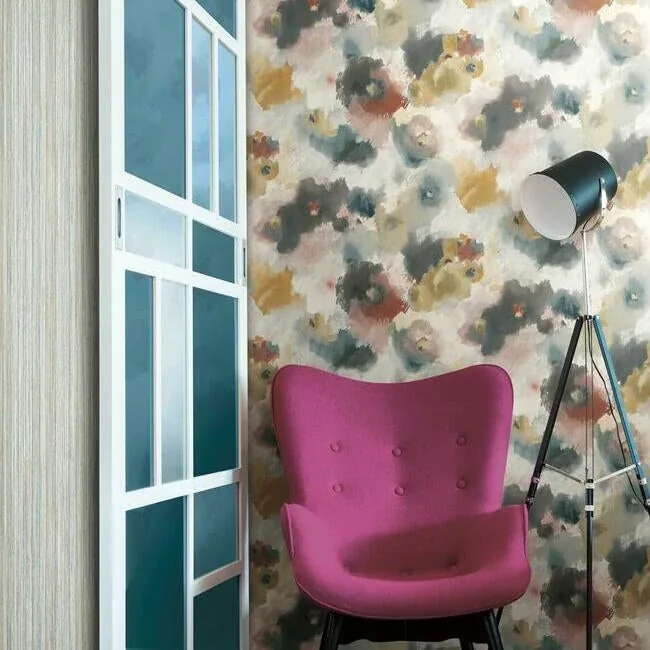 York Wallcoverings Impressionist Floral Copper & Blue Wallpaper - SKU UC3822