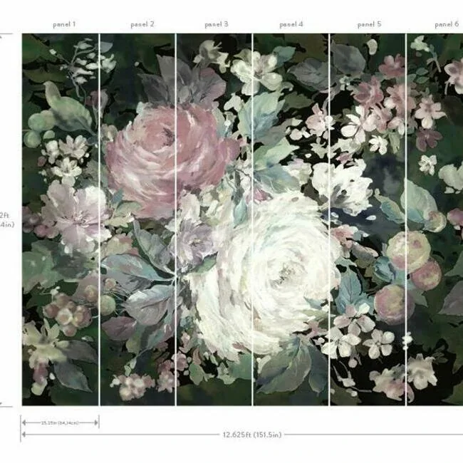 York Wallcoverings Impressionist Floral Pink Wall Mural - SKU MU0247M