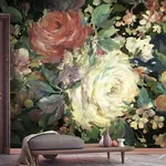 York Wallcoverings Impressionist Floral Red Wall Mural - SKU MU0246M