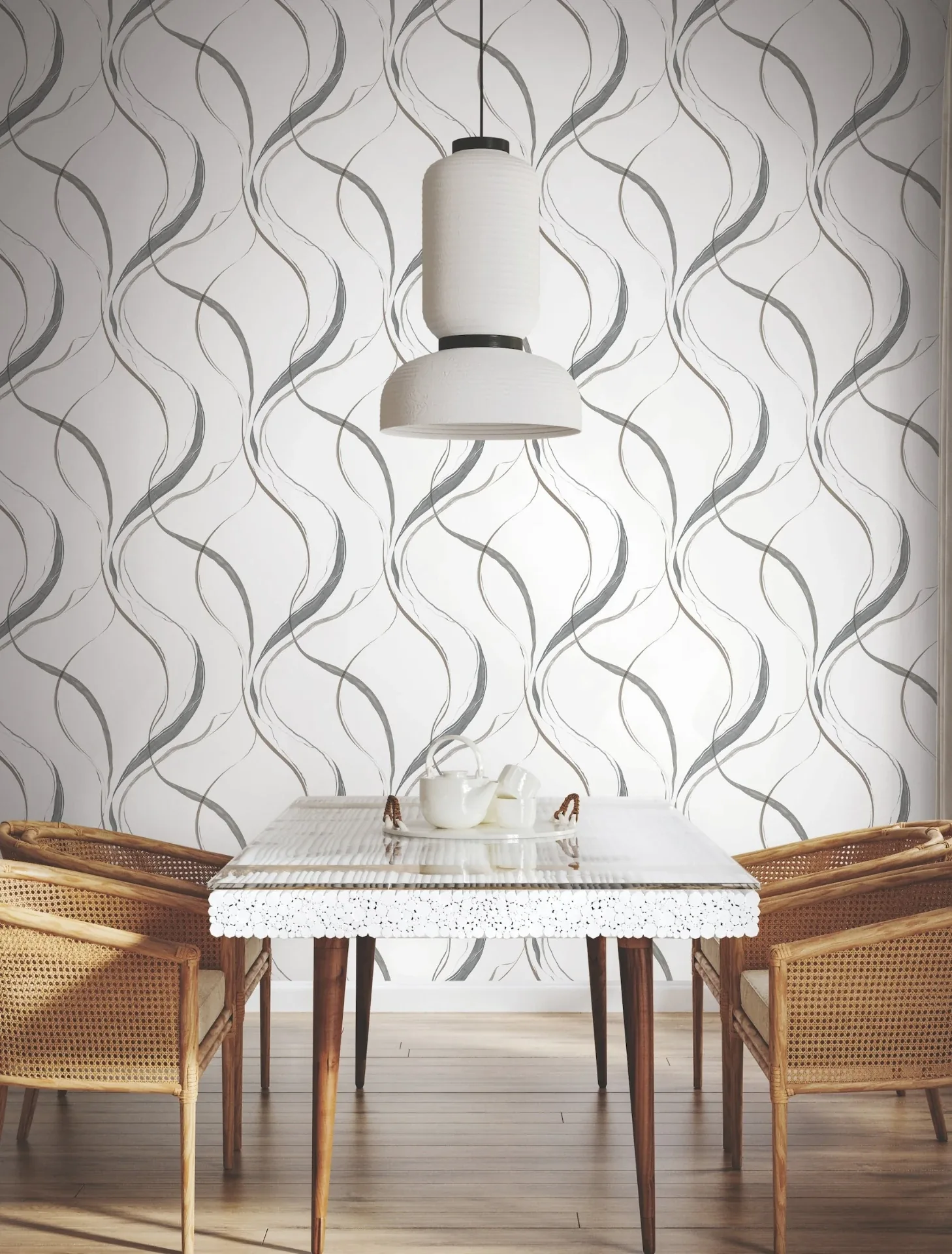 York Wallcoverings Ink Flow Black & Cocoa Wallpaper - SKU FM1092