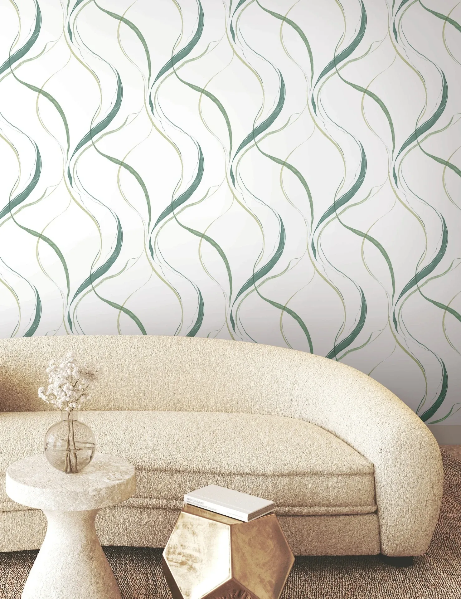 York Wallcoverings Ink Flow Green Wallpaper - SKU FM1095